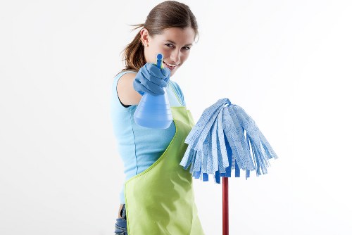 Carpet cleaning team using sustainable waste sorting and recycling practices