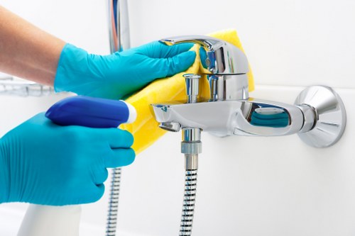 Professional hot water extraction equipment cleaning carpet fibers